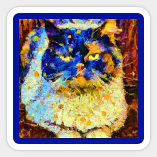 Blue Faced Cat in the Style of Van Gogh Sticker